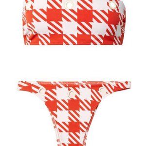 Solid & Striped Red Gingham Bandeau Bikini Sz. M